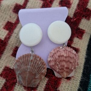 Button And Shell Earrings